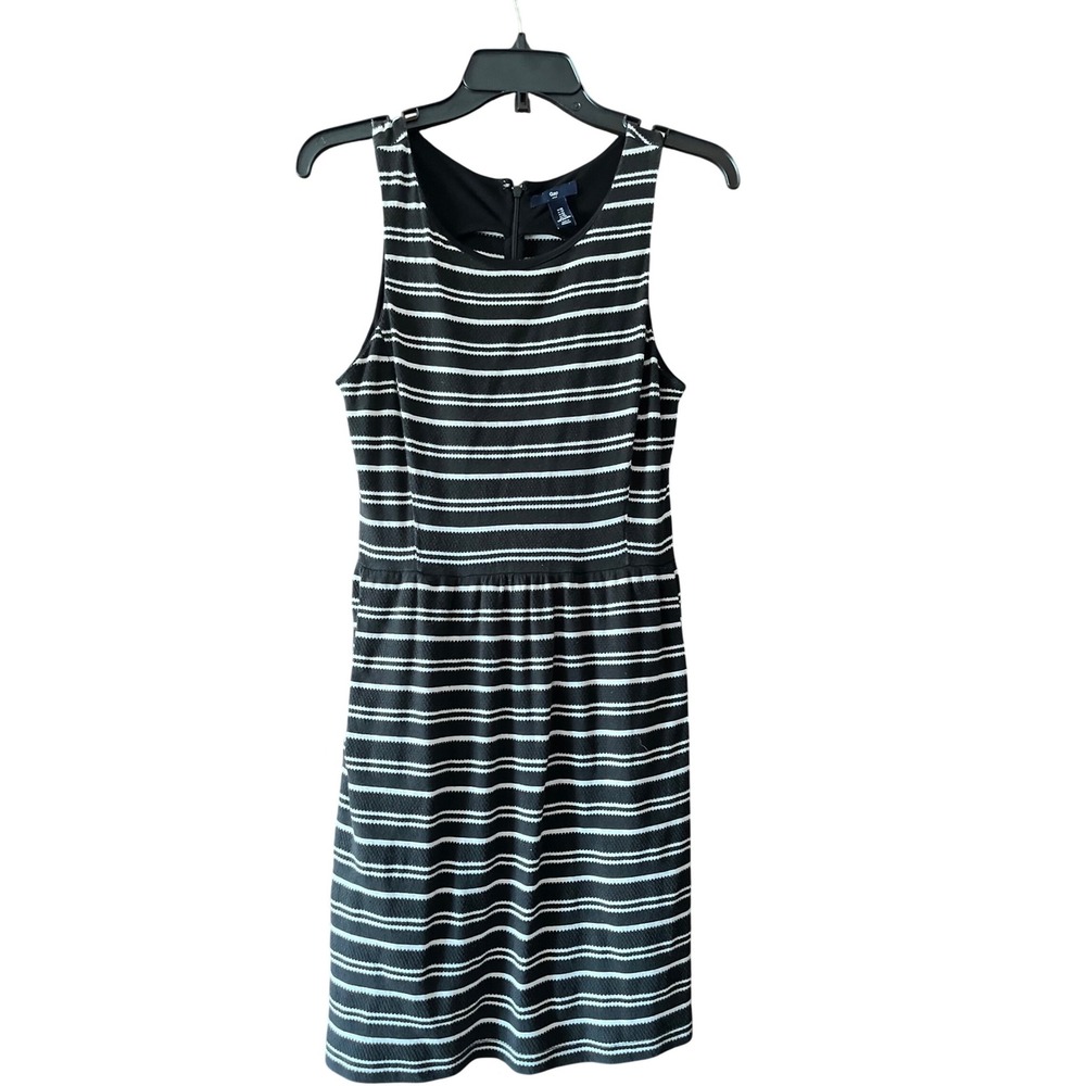 Gap Womens‎ Dress XS Black White Striped Sleeveless Casual Career